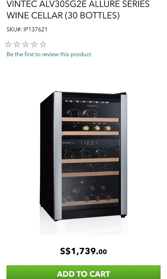 Vintec Wine Chiller ALV30SG(2e) 30 bottles capacity, TV & Home