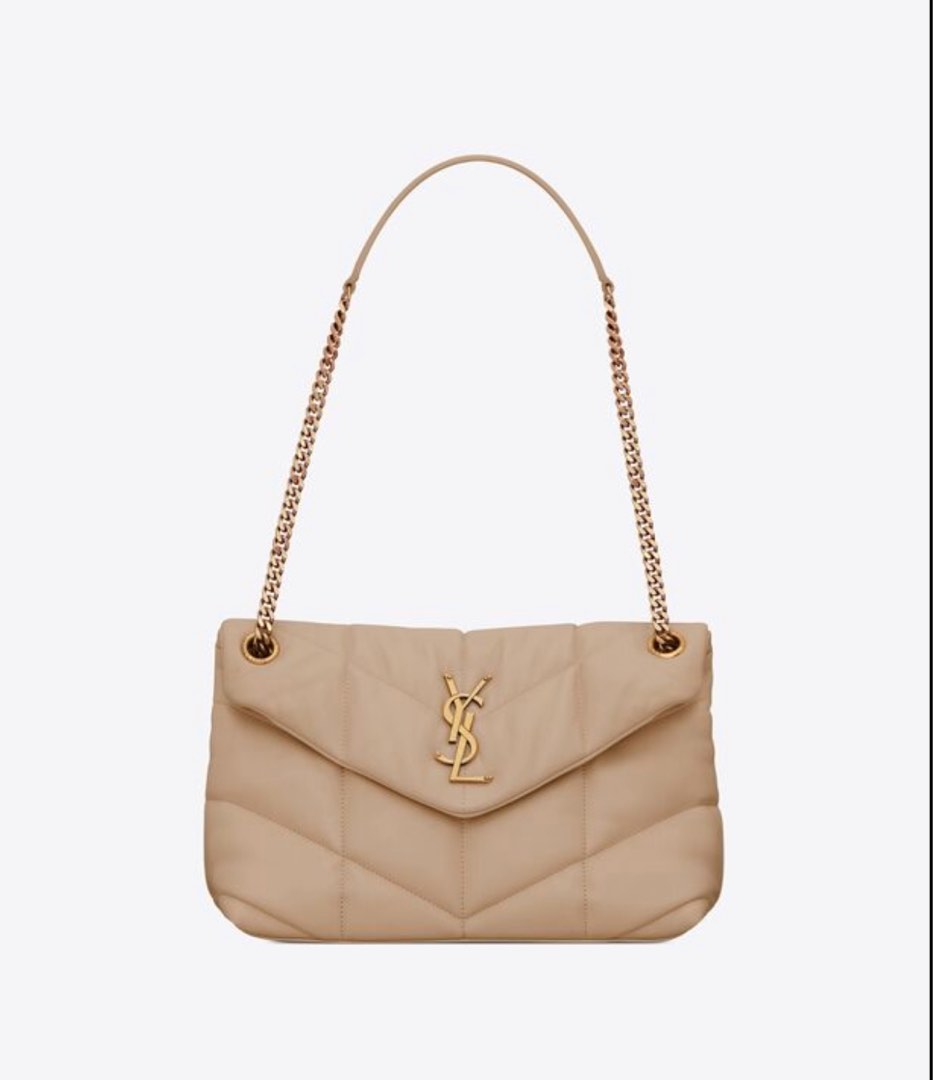 YSL Yves Saint Laurent LouLou Puffer Small In Quilted Lambskin Dusty Grey