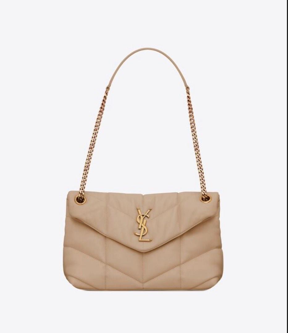 YSL Yves Saint Laurent LouLou Puffer Small In Quilted Lambskin Dusty