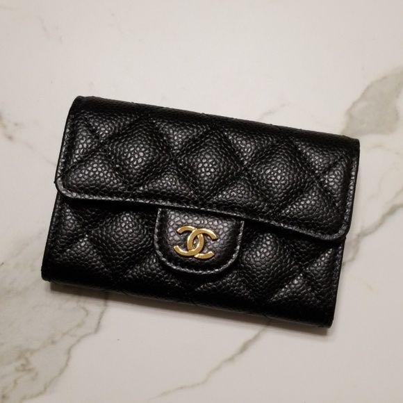 Chanel classic card holder caviar gold clearance