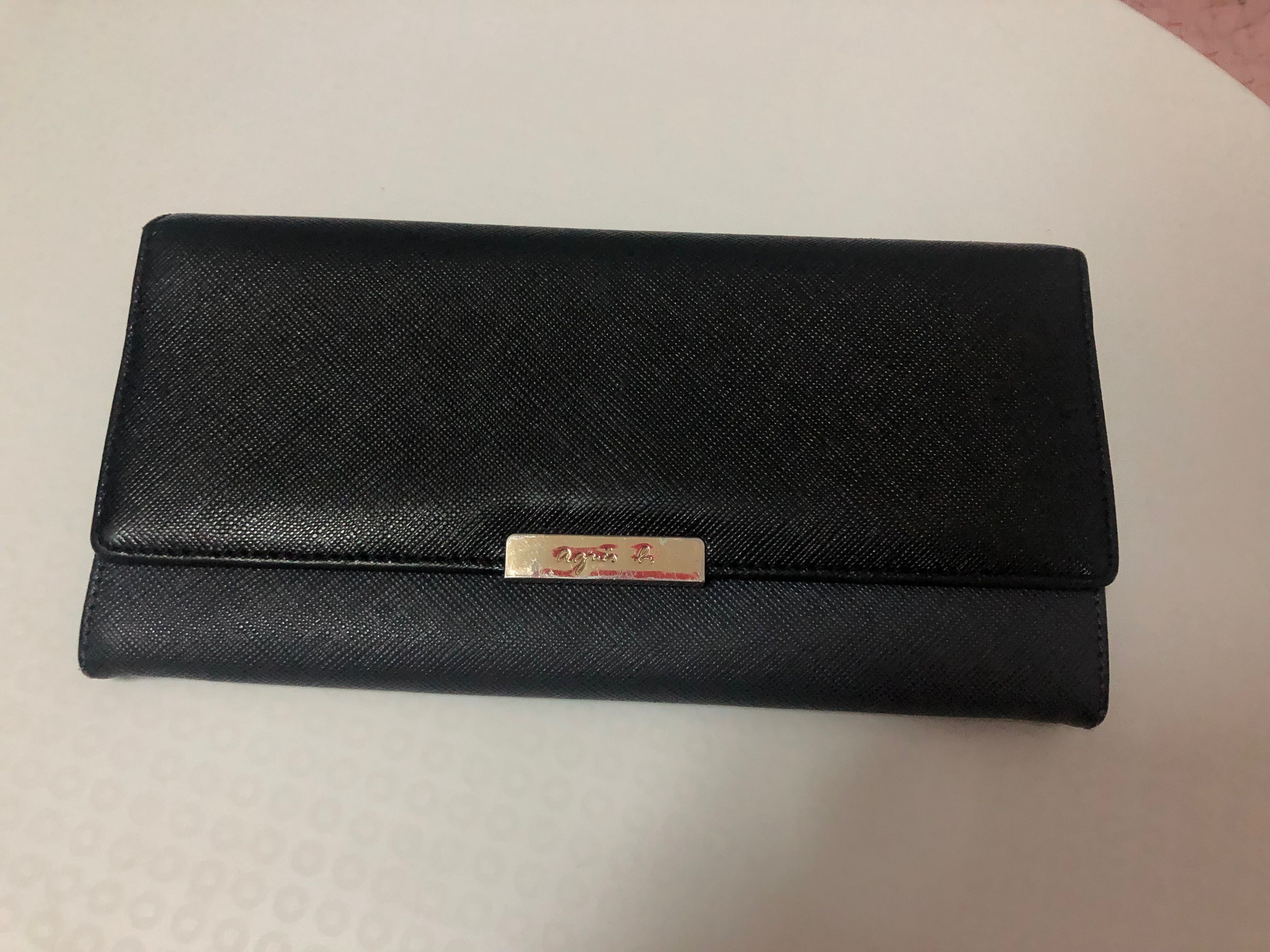 Agnes b wallet/purse 2018 black/grey 長銀包 黑/灰, 女裝, 手袋及銀包, 銀包、卡片套 - Carousell