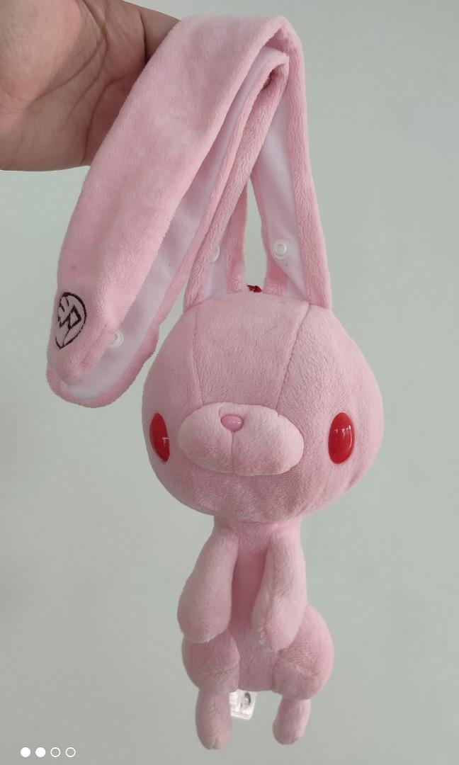 All Purpose Bunny Gloomy Rabbit Pink with Hook Zip Bag Pouch Soft Toy Plush Plushie Plushy