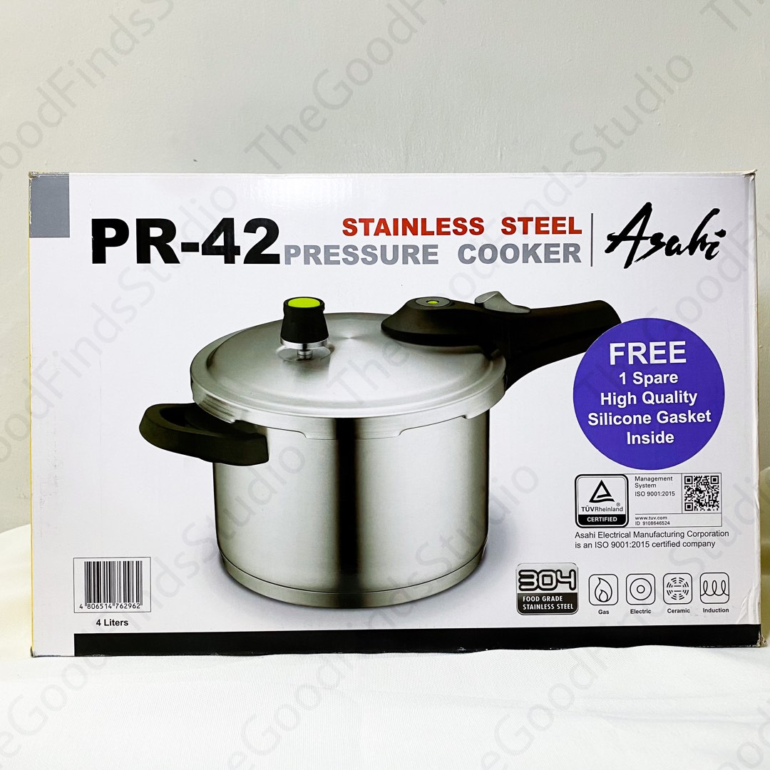 Asahi Stainless Steel Pressure Cooker 4 Liters, Furniture & Home Living