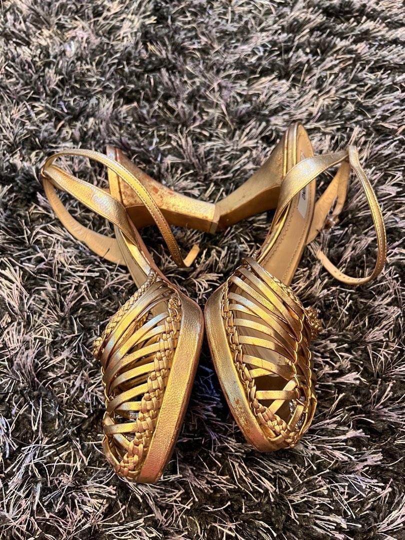 Auth Moschino Heels (Category: Heels) located in San Fernando. Submitted by authenticsph (Listing ID 1181515545, Image 2). Description: 💯Guaranteed Authentic MOSCHINO gold heels ✅Size 7 ✅Heels is in good condition and no damage at all. ✅Just discolorations on heel part. ❌ no inclusions If interested, PM me for more details.