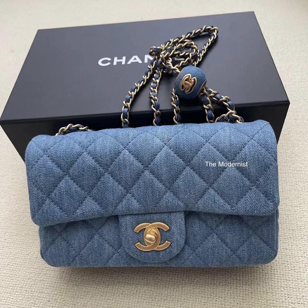 Chanel Blue Quilted Denim Mini Classic Flap Bag Brushed Gold Hardware  Available For Immediate Sale At Sotheby's