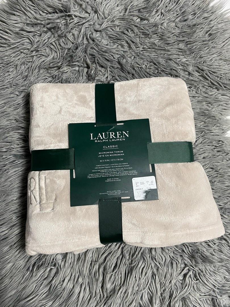 Authentic Ralph Lauren Grayish Brown Micromink Throw, Furniture & Home