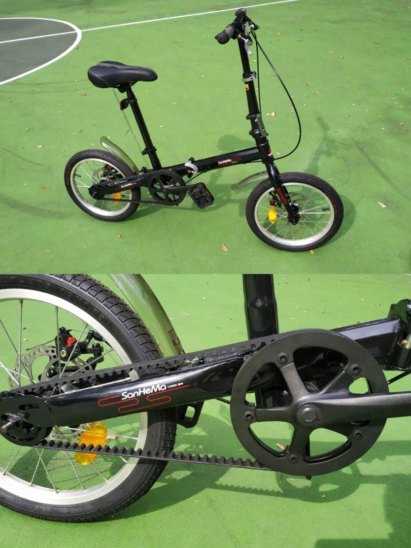 Bike Belt Drive 16" Inch Single Speed Sanhema Folding Foldable Bicycle