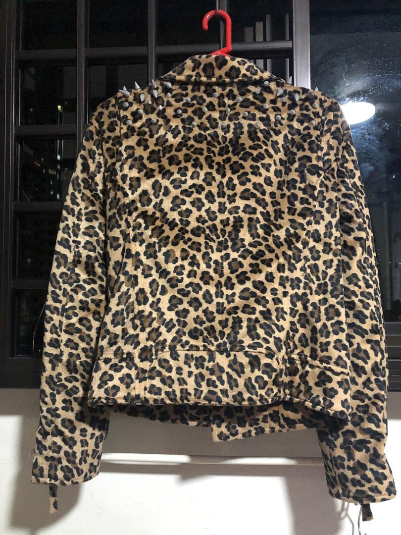 Zara leopard cheap biker jacket