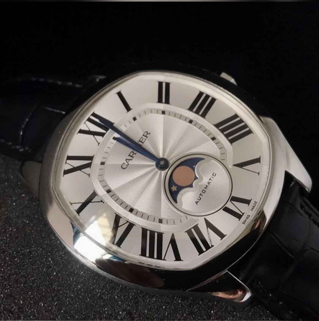 BNIB Cartier Drive De Cartier Moon phase Automatic Black Leather
