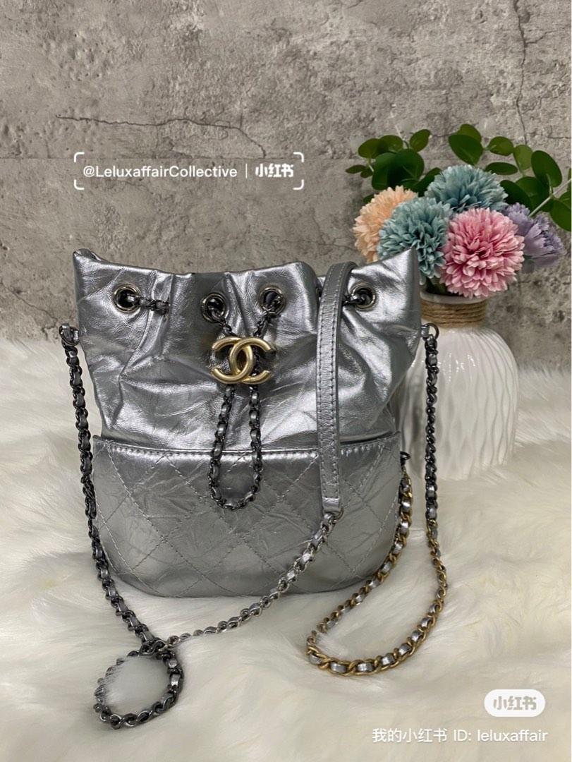 Chanel Gabrielle Bucket Bag Metallic Silver Luxury Bags Wallets on Carousell