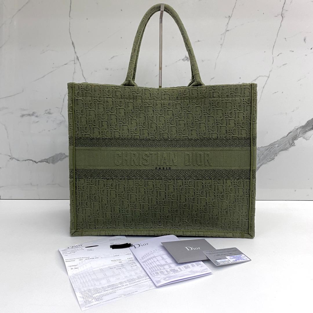 CHRISTIAN DIOR GREEN CANVAS LARGE BOOK TOTE BAG 227021967 Luxury