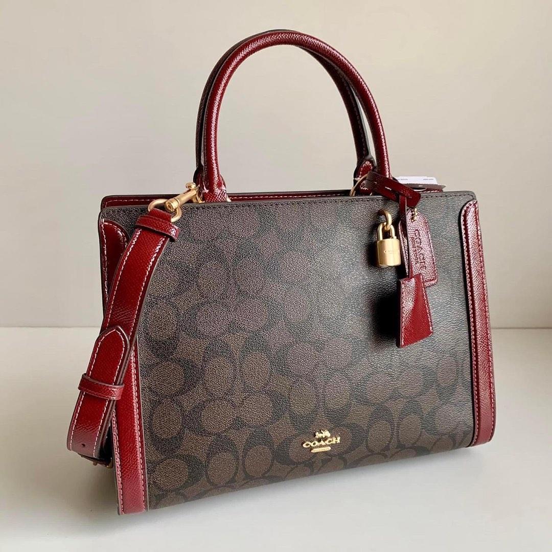 Coach Zoe Carryall in Signature Canvas (maroon), Women's Fashion, Bags