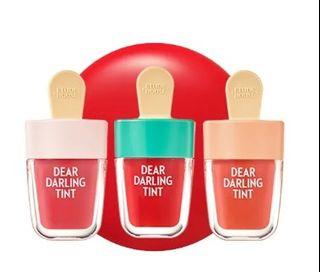 Dear Darling Water Gel Tint_Ice cream PK004 Red Bean Red and RD307 Watermelon Red