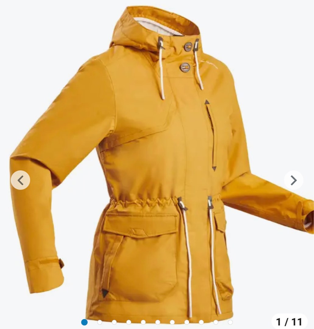 Decathlon women's waterpoof jacket NH550 Yellow, Women's Fashion