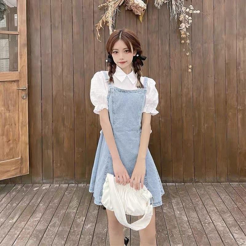 Skirts Women Suspender Denim Skirt With Straps Elegant A Line Pleated High  Waist Preppy Style School Blue Lolita Jeans From Waxeer, $37.82 | DHgate.Com