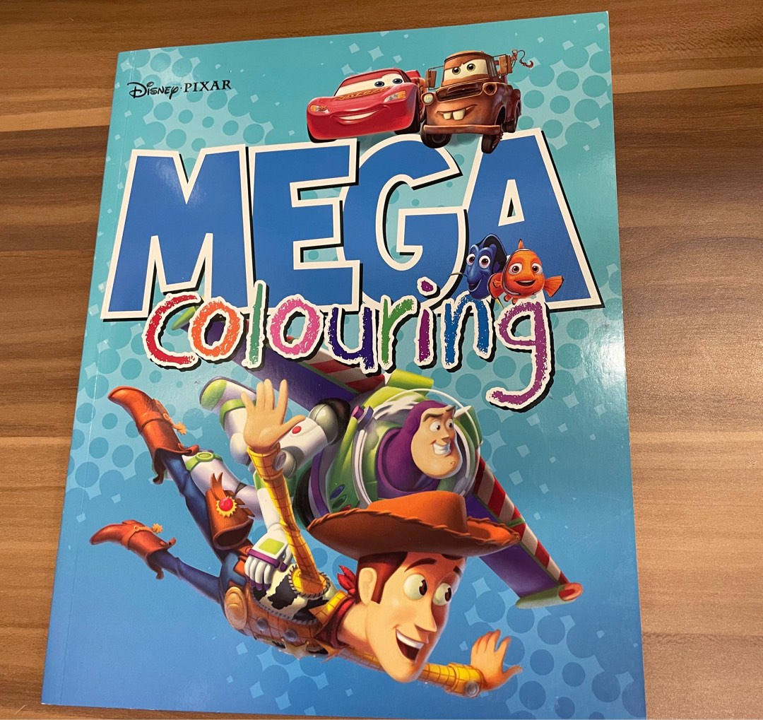 Disney Pixar mega colouring book, 興趣及遊戲, 書本 & 文具, 小朋友書 Carousell