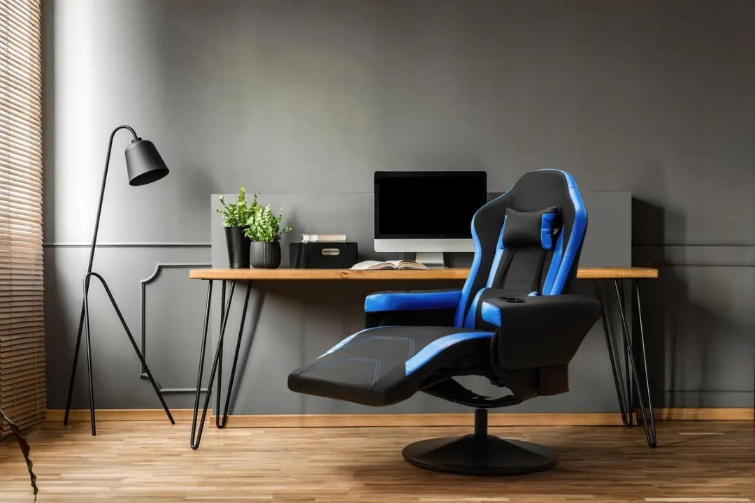 Ergolux Hotshot Recliner Gaming Chair Black Blue Furniture