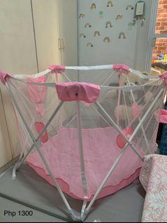 Foldable Baby Playpen Fence Pink