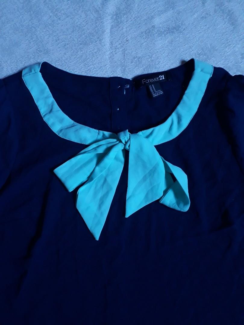 Royal blue blouse forever 21 sales