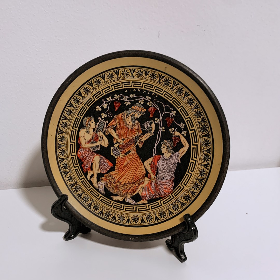 Greece decorative plate (FREE plate stand), Furniture & Home Living