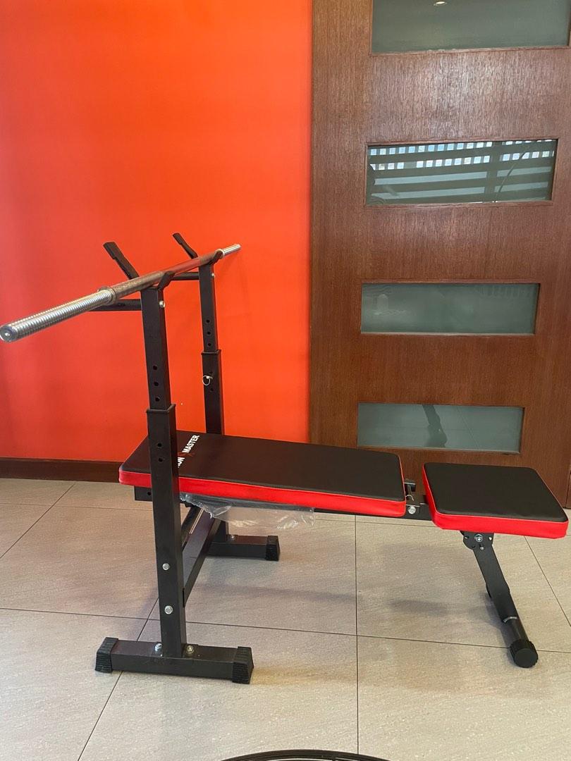 Gym Equipment Bench, 5ft Bar, Set of Plates, Sports Equipment