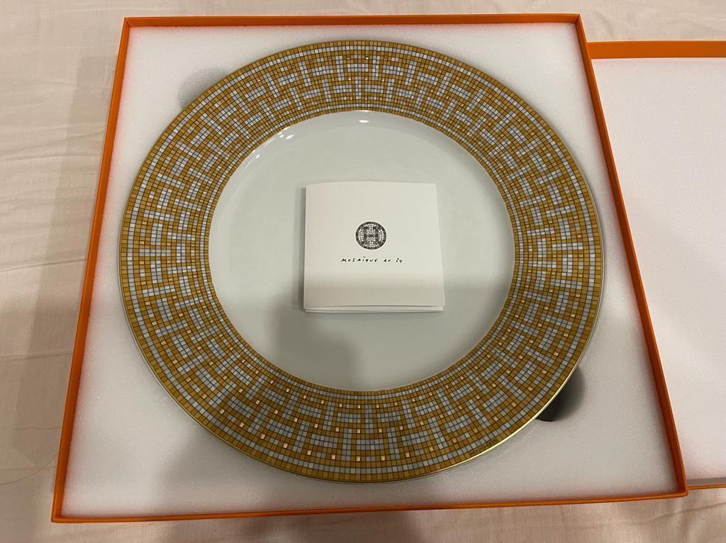 Hermes Mosaique Au 24 gold dinner plate, Furniture & Home Living
