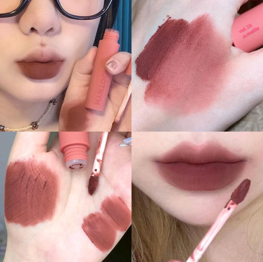 hyntoor matte lip powder tint #16炭烤栗子 || 黑兔粉感唇釉（哑光雾面）唇泥, Beauty ...