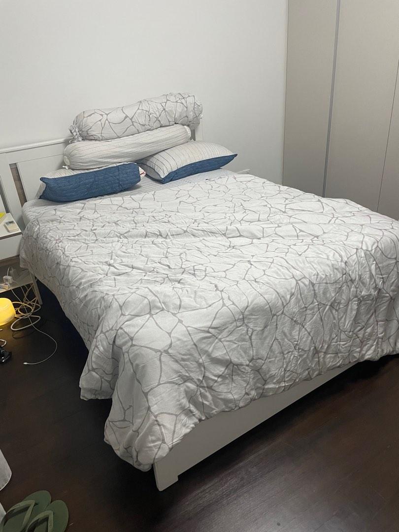 IKEA queen sized bed (2021), Furniture & Home Living, Furniture, Bed Frames & Mattresses on