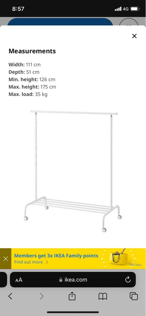 Ikea rigga clothing rack, Furniture & Home Living, Home Improvement