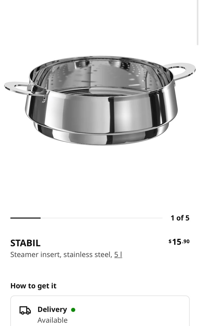 STABIL Steamer insert, stainless steel, 5 l - IKEA
