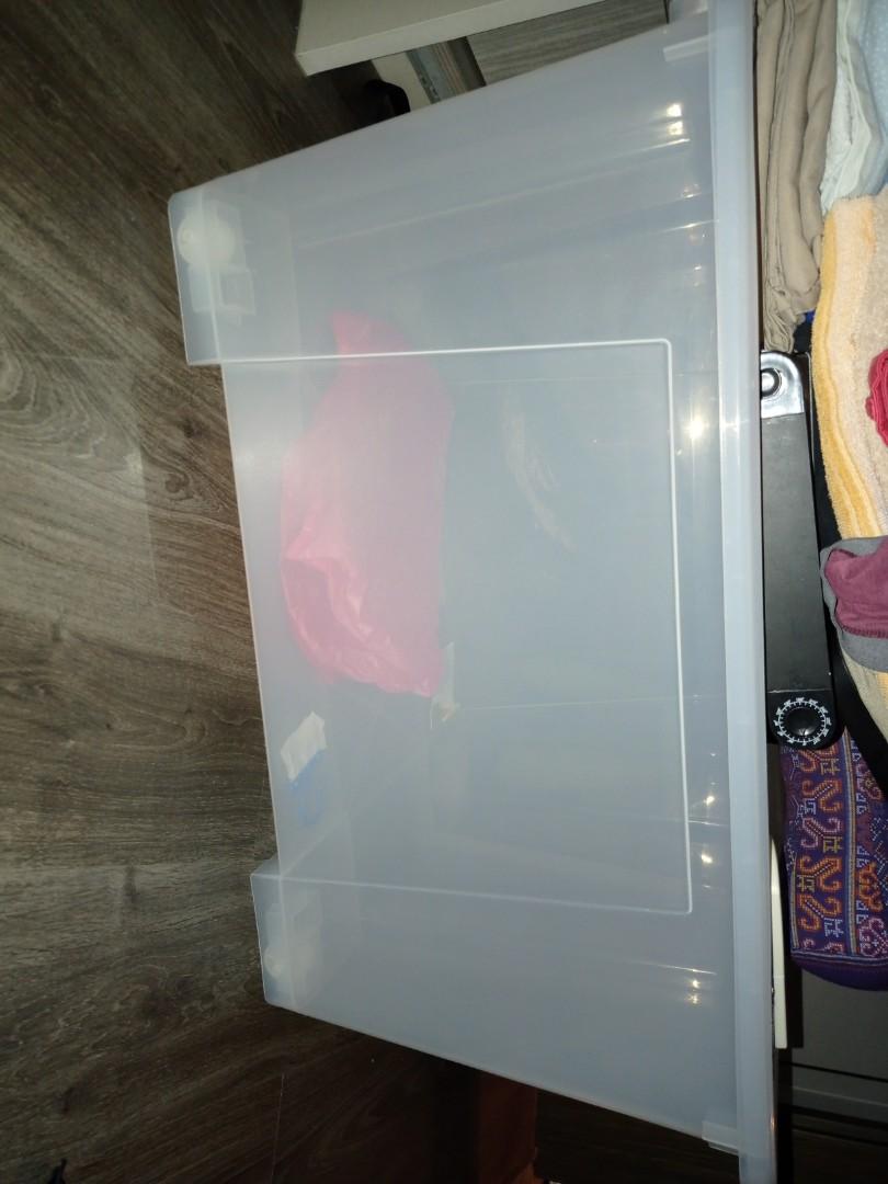 IKEA storage box with lid and Wheels 130 L, Furniture & Home Living