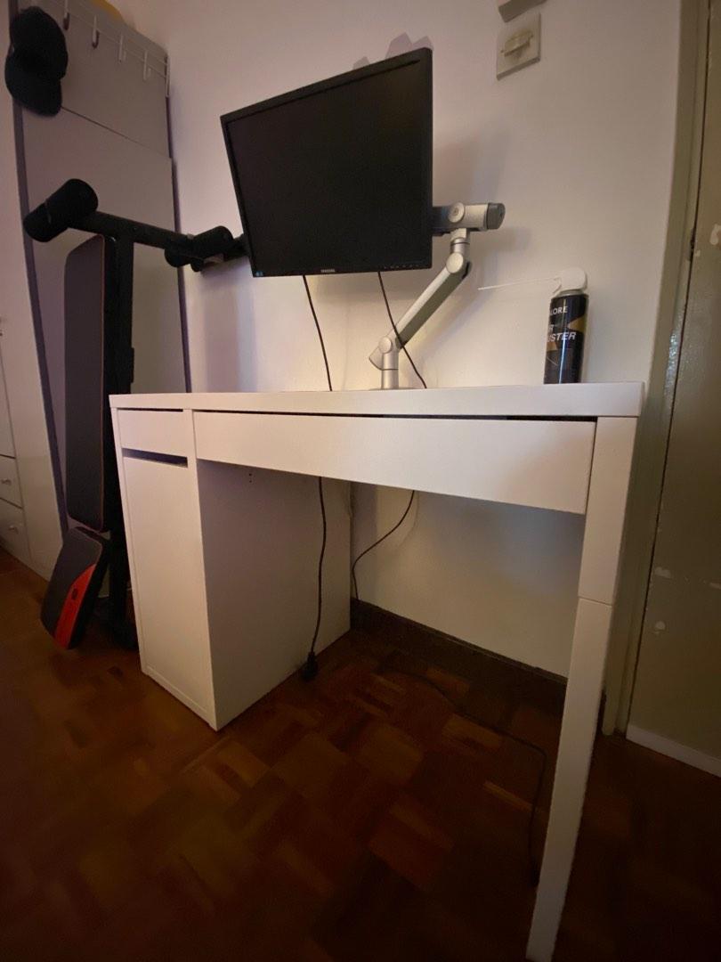 Ikea study table with FOC monitor & monitor arm, Furniture & Home ...