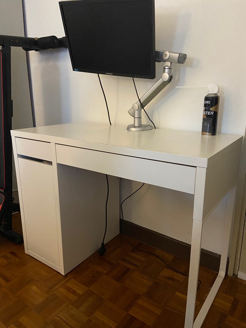 Ikea study table with FOC monitor & monitor arm, Furniture & Home ...