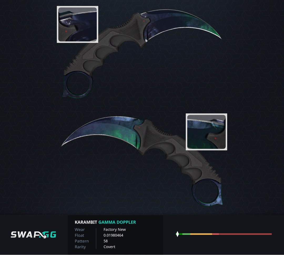 Karambit Gamma Doppler FN 0.019 CSGO Knifes Skins, Video Gaming, Gaming ...