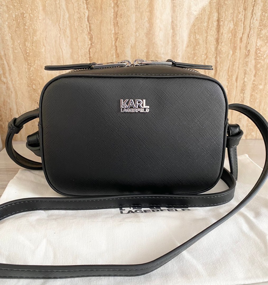 KARL Lagerfeld Stone Camera Bag Black, Barang Mewah, Tas & Dompet di