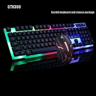 LIMEIDE GTX300 Rainbow Backlit Office PC USB Wired Gaming Keyboard Mouse Set Mechanical