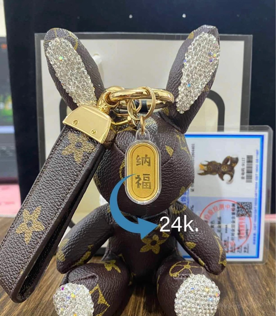 LV bunny keychain Gold 24k with certificate, Luxury, Accessories