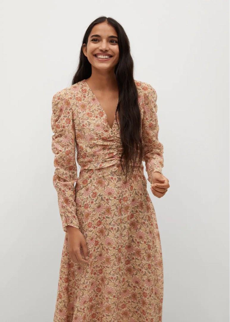 printed ruched dress mango