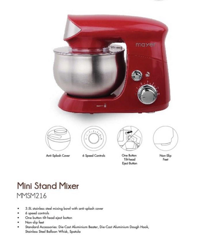 Mayer 3.5L Stand Mixer with Stainless Steel Bowl MMSM216, TV & Home Appliances, Kitchen