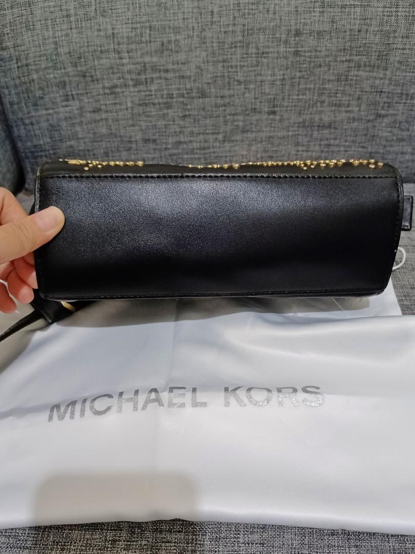 Michael Kors Selma Stud Firework Medium Leather Messenger Bag, Black