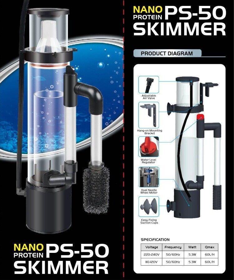 Nano Protein Skimmer Coral Reef Fish Tank Aquarium Marine Filter haqos ...