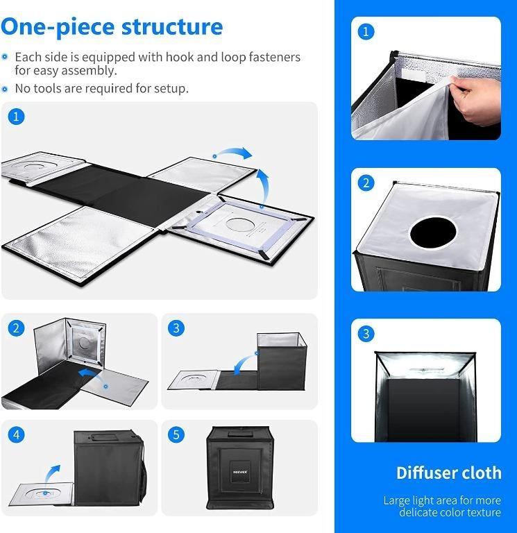 Neewer Photo Studio Light Box, 24” × 24” Shooting Light Tent with