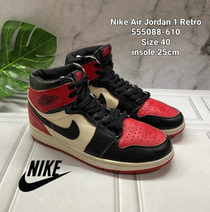 Sepatu Basket Nike 555088-610 Air Jordan 1 Retro High Bred Toe