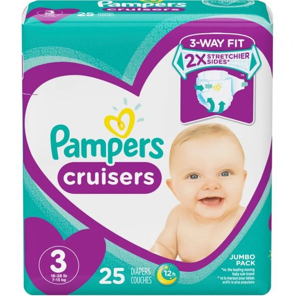 Pampers Cruisers Diapers Size 3, 25 Counts, Babies & Kids, Bathing