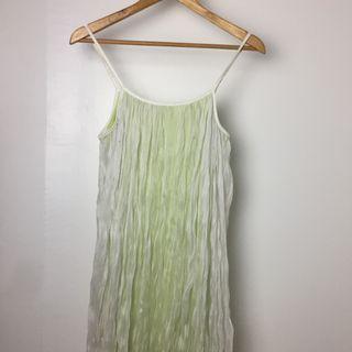 PRELOVED | Full Length Maxi Sleeveless Flowy Summer Dress with White Green Lining