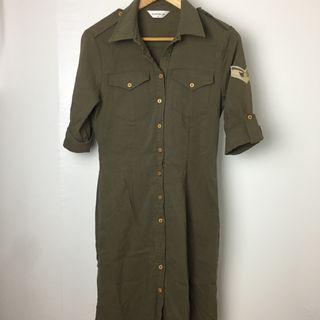 PRELOVED AND BRANDED | Topshop Olive Green Button Down Shirt Dress