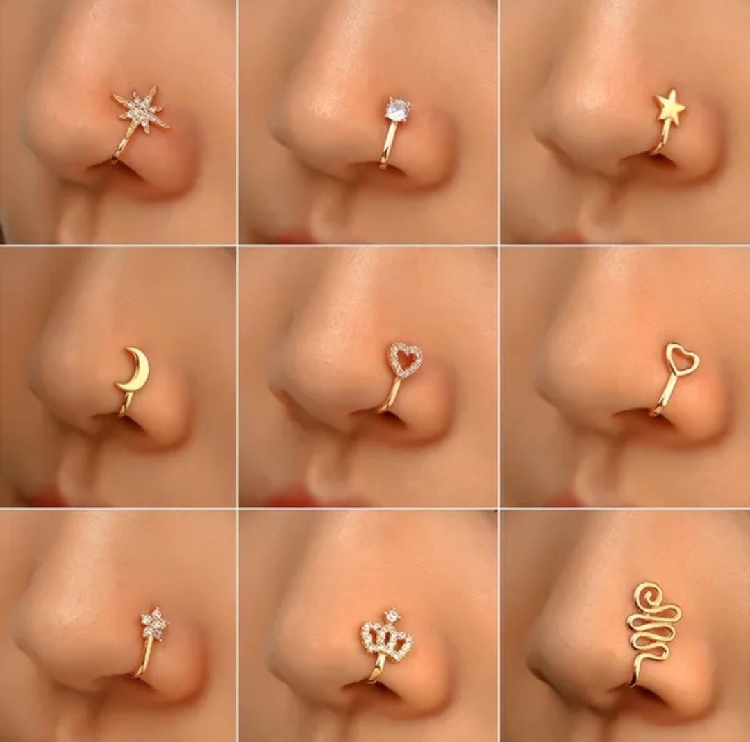 Buy Gold Nose Ring, Unique Nose Ring, Indian Nose Ring, Double Nose Ring,  Double Cartilage Hoop, Daith Hoop, 14K Yellow /rose Gold, 16g, 18g,20g  Online in India - Etsy