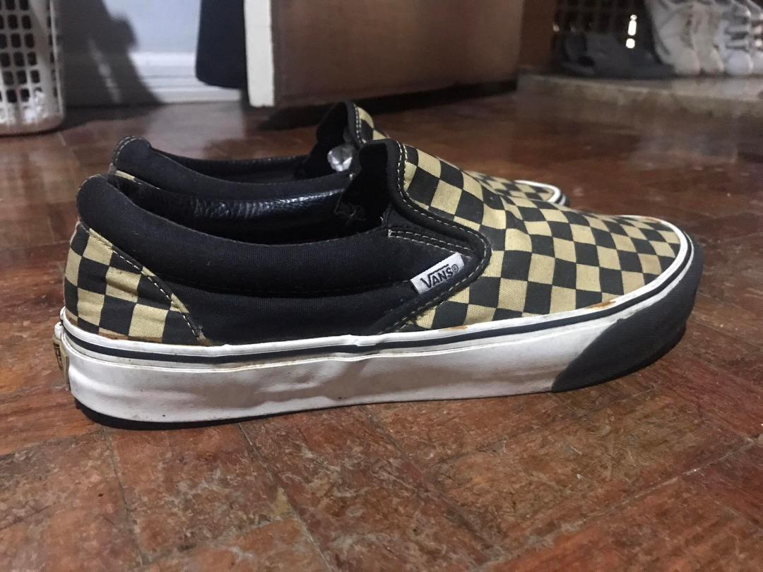 Black and yellow vans slip ons clearance