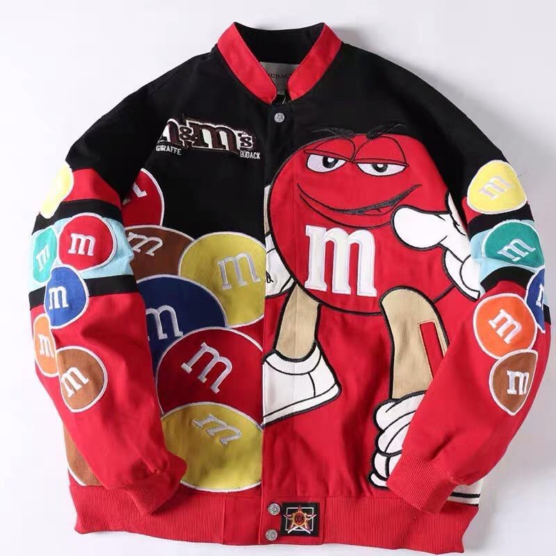 Red M&M's Racing Jacket, Men's Fashion, Coats, Jackets and Outerwear on