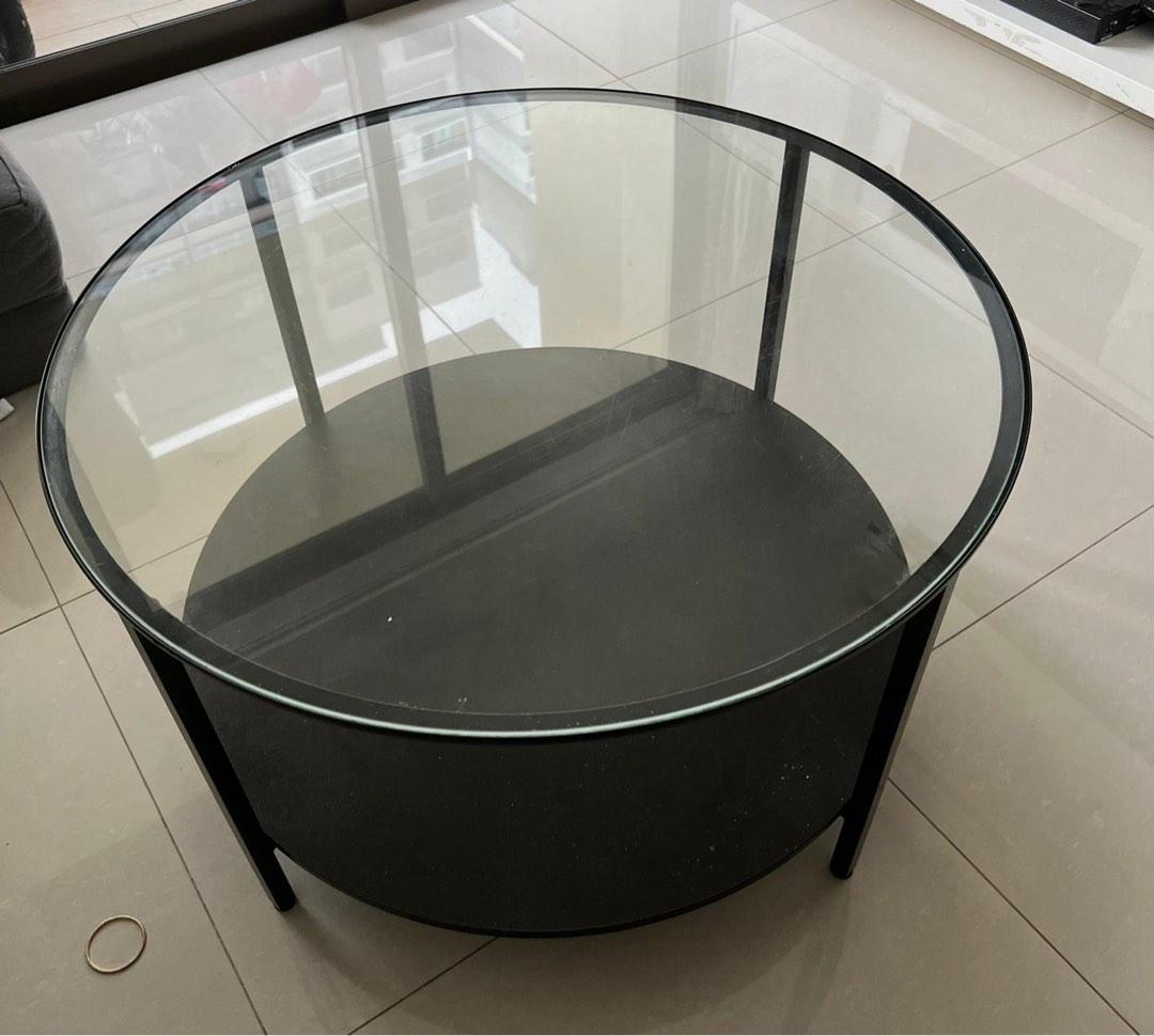 Round glass centre table, Furniture & Home Living, Furniture, Tables